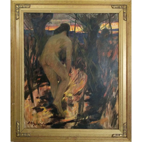 35 - VIKTOR JURAKOVA (19th/20th Century French/Russian) 'Nude Figure Study', oil on canvas, signed and da... 