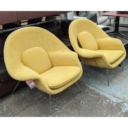 598 - AFTER EERO SAARINEN WOMB STYLE CHAIRS, a pair, 92cm H. (2)