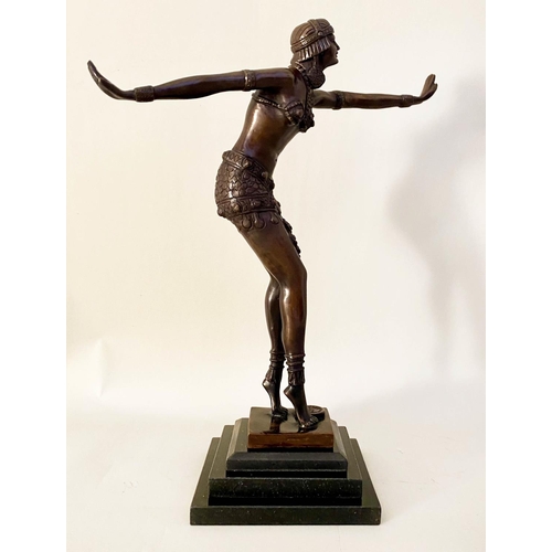 463 - DEMETRE CHIPARUS STYLE BRONZED DANCER, 44cm H, sculptural study.