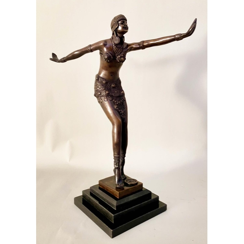 463 - DEMETRE CHIPARUS STYLE BRONZED DANCER, 44cm H, sculptural study.