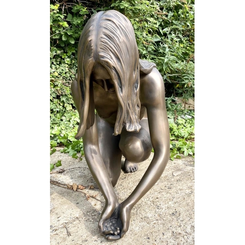 512 - CONTEMPORARY SCHOOL SCULPTURAL STUDY, Lady of the Lake,  cold resin cast with bronzed finish 75x42x7... 