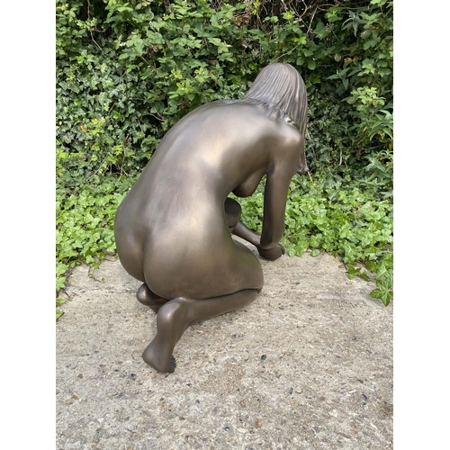 512 - CONTEMPORARY SCHOOL SCULPTURAL STUDY, Lady of the Lake,  cold resin cast with bronzed finish 75x42x7... 