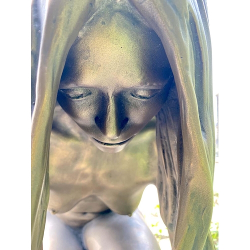 512 - CONTEMPORARY SCHOOL SCULPTURAL STUDY, Lady of the Lake,  cold resin cast with bronzed finish 75x42x7... 