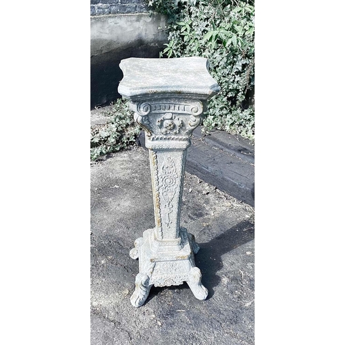 516 - ARCHITECTURAL GARDEN PEDESTAL, Regency style, faux stone aged finish, 100x34x34.