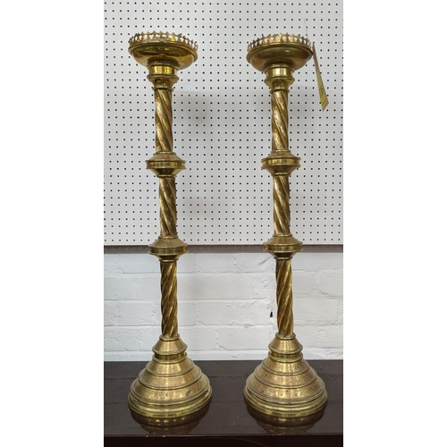 498 - CANDLESTICKS, a pair, 79cm H, German style, gilt metal. (2)