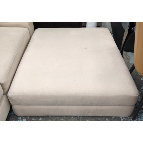 501 - SOFA AND OTTOMAN, 250cm W, contemporary design, neutral upholstered fabric finish. (2)