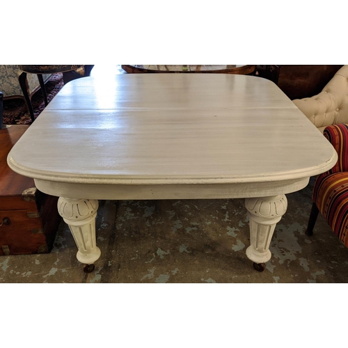 542 - EXTENDING DINING TABLE, 125cm W x 73cm H x 130cm L x 249cm extended, Victorian and later white paint... 