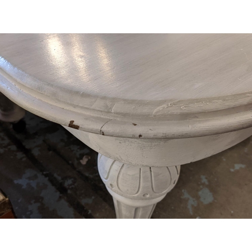 542 - EXTENDING DINING TABLE, 125cm W x 73cm H x 130cm L x 249cm extended, Victorian and later white paint... 