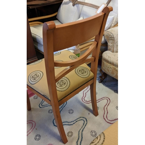 537 - BEVAN FUNNELL DINING CHAIRS, a set of ten, 90cm H, beechwood, burr elm and ebonised with roundel pat... 