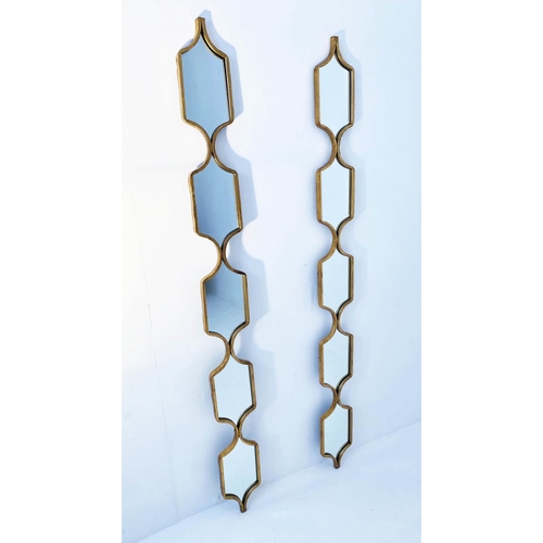 526 - ACCENT WALL MIRRORS, a pair, gilt metal frames, 144x14. (2)