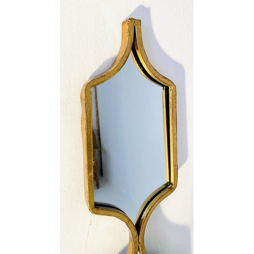 526 - ACCENT WALL MIRRORS, a pair, gilt metal frames, 144x14. (2)