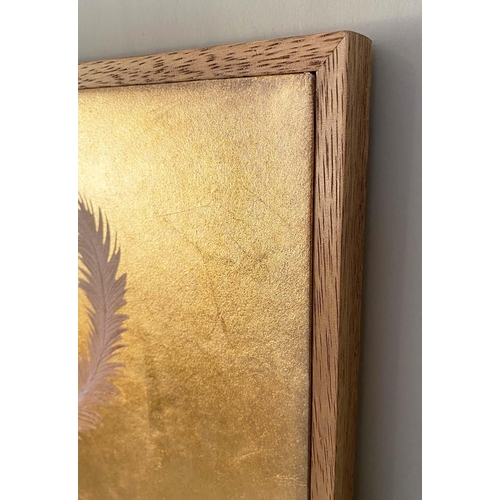 528 - ORIENTAL WALL PANEL, framed, 140x52cm, gilded finish.