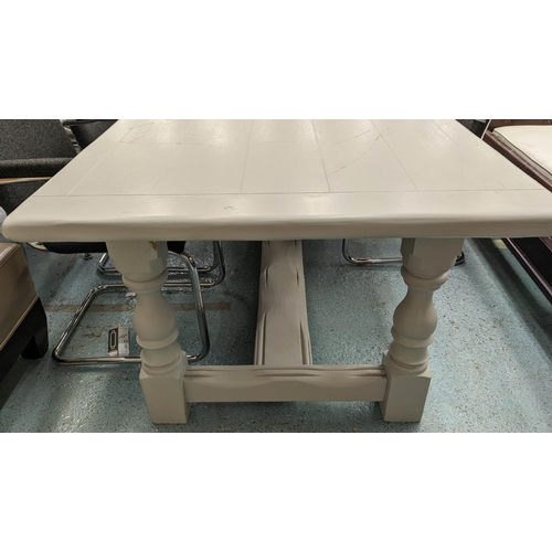 558 - DINING TABLE, 91cm D x 78cm H x 199cm L, French Provencal style, grey painted.