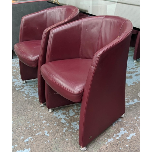 559 - ROLF BENZ 7300 CHAIRS, a set of six each 63cm x 81cm H, burgundy leather. (6)