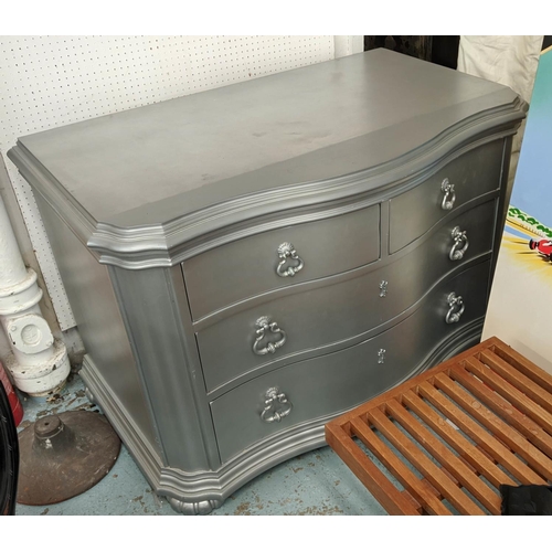 574 - CENTURY COMMODE, 131cm x 77cm x 88cm H, silvered finish, three drawers.