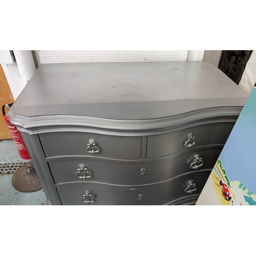 574 - CENTURY COMMODE, 131cm x 77cm x 88cm H, silvered finish, three drawers.