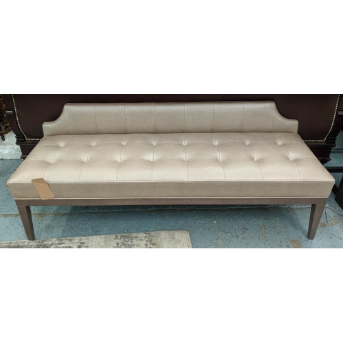 578 - WINDOW SEAT, 160cm x 57cm x 60cm, cream leather upholstered.