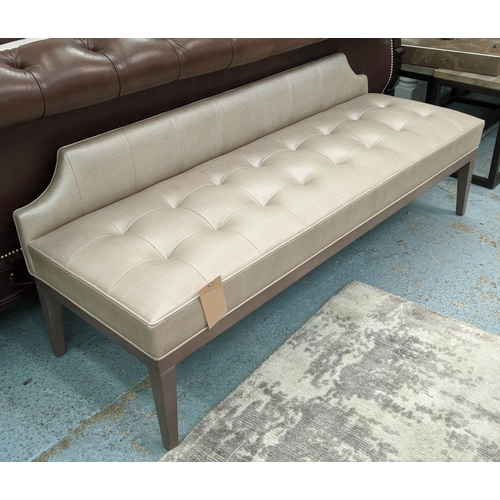 578 - WINDOW SEAT, 160cm x 57cm x 60cm, cream leather upholstered.