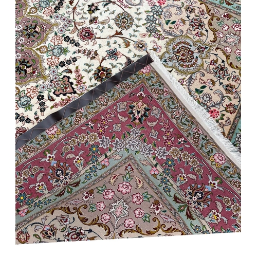 100 - FINE PART SILK PERSIAN TABRIZ CARPET, 305cm x 205cm.