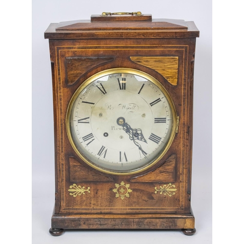 17 - BRACKET CLOCK, 55cm H x 36cm x 16cm, Regency rosewood and brass inlaid with brass face inscribed R W... 