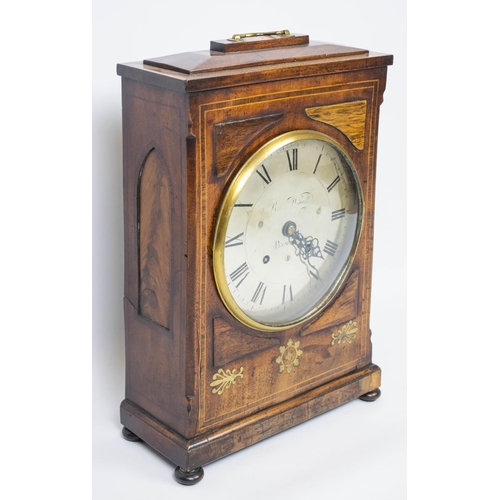 17 - BRACKET CLOCK, 55cm H x 36cm x 16cm, Regency rosewood and brass inlaid with brass face inscribed R W... 