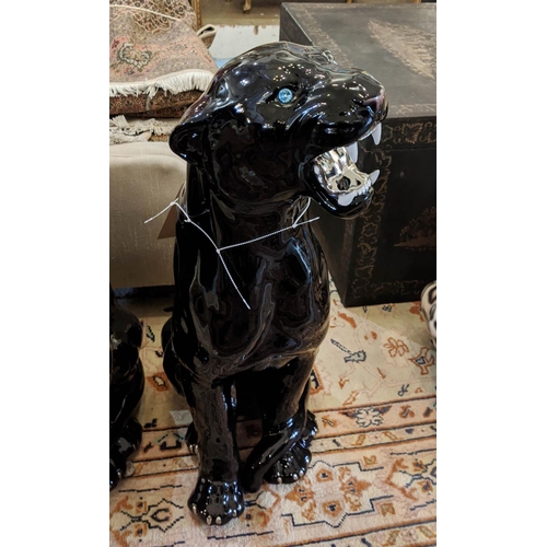 591 - CONTEMPORARY SCHOOL CERAMIC CATS, four of differing descriptions, 88cm. (4)