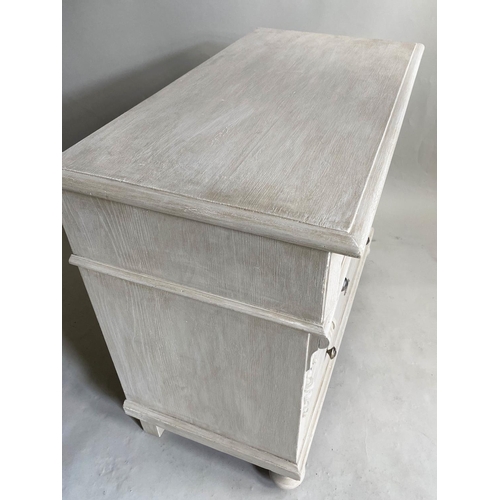 117 - COMMODE, 19th century French grey painted with three long drawers, 103cm x 55cm x 88cm H.