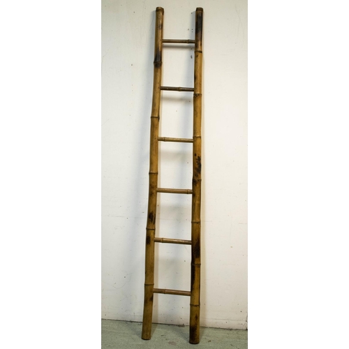 163 - LADDER, 210cm H x 37cm, vintage bamboo.