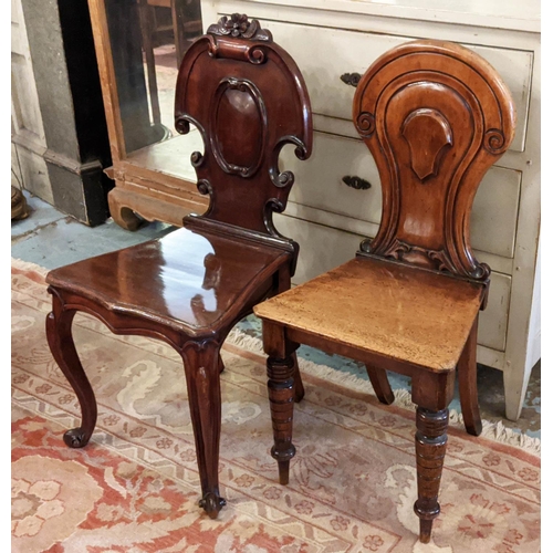 165 - HALL CHAIR, 46cm W x 91cm H, Victorian mahogany and one other similar. (2)