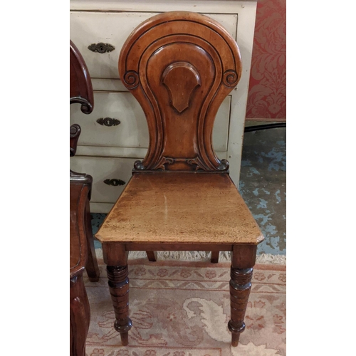 165 - HALL CHAIR, 46cm W x 91cm H, Victorian mahogany and one other similar. (2)