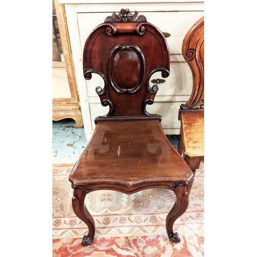 165 - HALL CHAIR, 46cm W x 91cm H, Victorian mahogany and one other similar. (2)