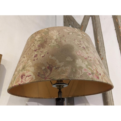 167 - TABLE LAMP, 93cm overall, including shade with a distressed painted column.