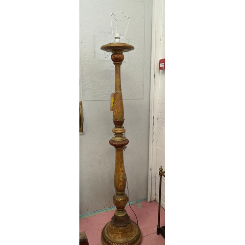 191 - STANDARD LAMP, early 20th century Italian with gilt and painted detail.