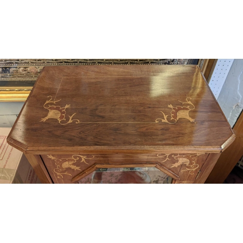 198 - MUSIC CABINET, 51cm x 33cm x 91cm H Victorian walnut with a glazed door and inlaid detail.