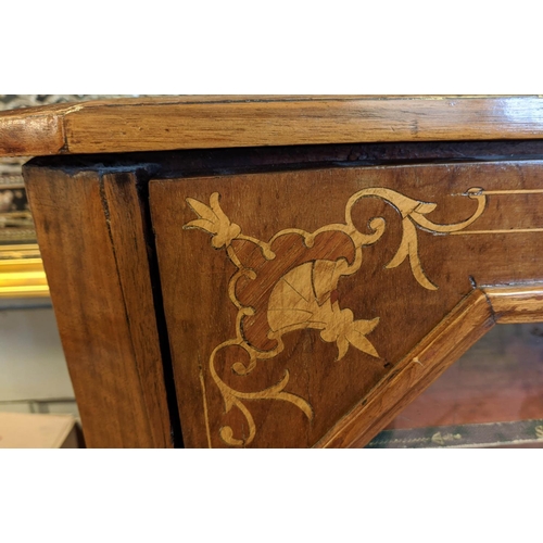 198 - MUSIC CABINET, 51cm x 33cm x 91cm H Victorian walnut with a glazed door and inlaid detail.