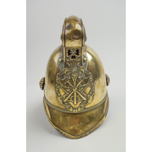 20 - FIREMANS HELMET, 19th century brass, by Merrywheather and sons firemen outfitters London.