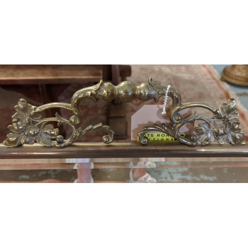 204 - FIRE SCREEN, 52cm x 86cm H, 20th century brass frame with mirrored plate with floral painted detail.