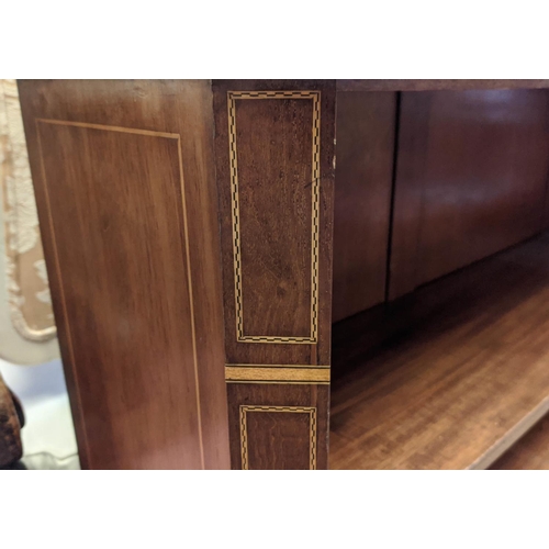 205 - BOOKCASE, 133cm x 29cm x 94cm H, Edwardian style mahogany with canted corners and inlaid detail on d... 