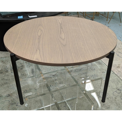 461 - LOW TABLE, 85cm diam x 41cm H, 1960's Danish style, metal base.