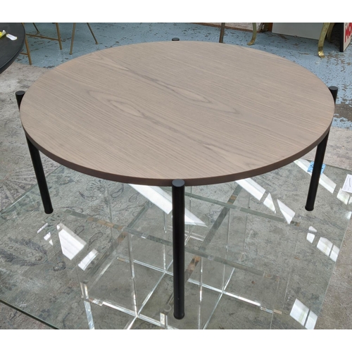 461 - LOW TABLE, 85cm diam x 41cm H, 1960's Danish style, metal base.