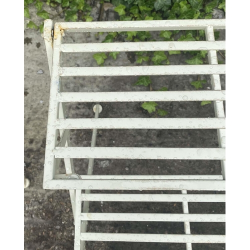 493 - GARDEN PLANT STANDS, a pair, 60.5cm x 62cm x 58cm, three-tier. (2)