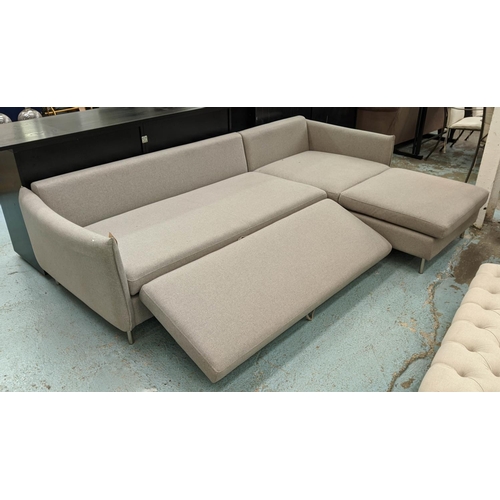 577 - CORNER SOFA BED  165cm x 245cm x 63cm, contemporary design, grey fabric upholstered.