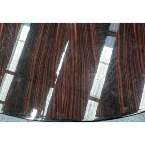 608 - CENTRE TABLE, 99cm diam. x 78cm H, circular exotic wood.