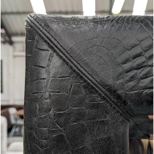 611 - WALL MIRROR, 80cm x 170cm, black faux crocodile skin frame.