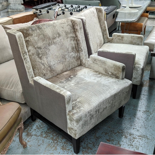 618 - NOBILIS ARMCHAIRS, a pair, each 85cm D x 103cm H x 86cm W, crushed velvet with contrasting backs. (2... 