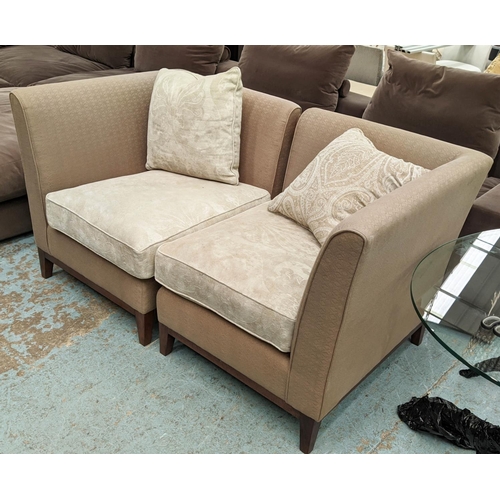 622 - THE SOFA AND CHAIR COMPANY CORNER CHAIRS, a pair, each 85cm W x 71cm D x 81cm H, contrasting seats. ... 