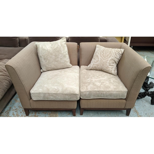 622 - THE SOFA AND CHAIR COMPANY CORNER CHAIRS, a pair, each 85cm W x 71cm D x 81cm H, contrasting seats. ... 