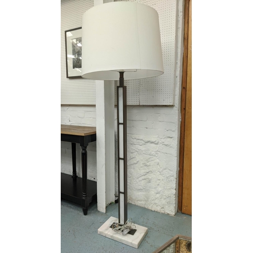 628 - STANDARD LAMP, 168cm H including shade, on marble base.