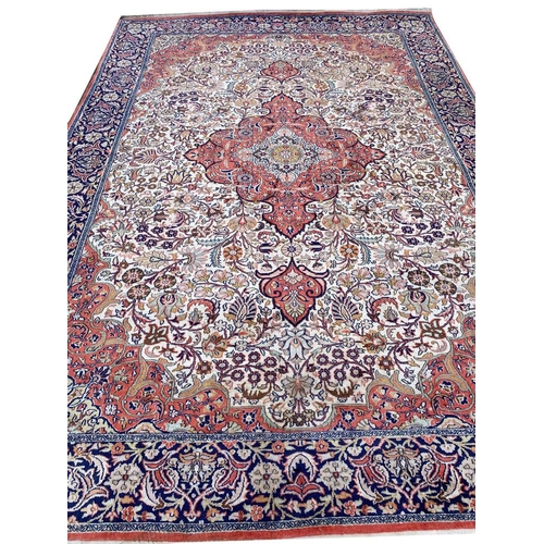 85 - PURE SILK TEHRAN DESIGN CARPET, 270cm x 190cm.