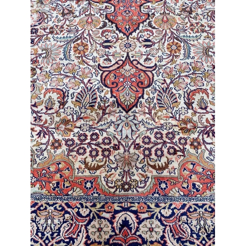 85 - PURE SILK TEHRAN DESIGN CARPET, 270cm x 190cm.